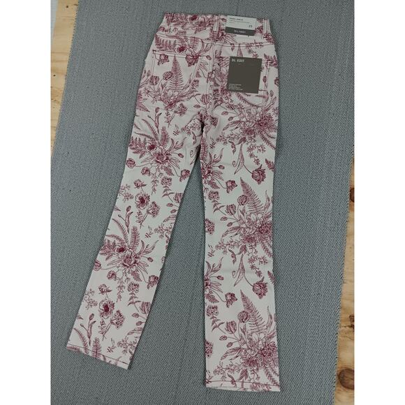 DL1961 Mara Ankle Jeans 23X27 White/Red High Rise Instasculpt Stretch Floral - Picture 9 of 16